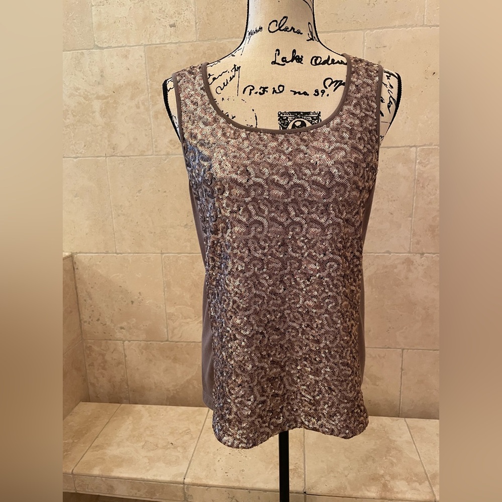 Chico's Brown Tank Top with Lace Pattern